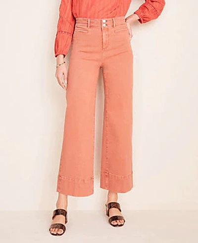 Shop Ann Taylor Tall Wide Leg Crop Jeans In Red Chutney
