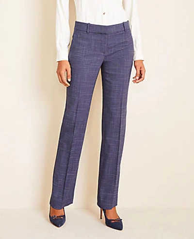 Shop Ann Taylor The Straight Pant In Crosshatch In Blue Multi