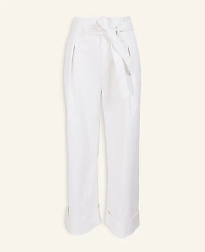 Shop Ann Taylor Belted Wide Leg Jeans In White