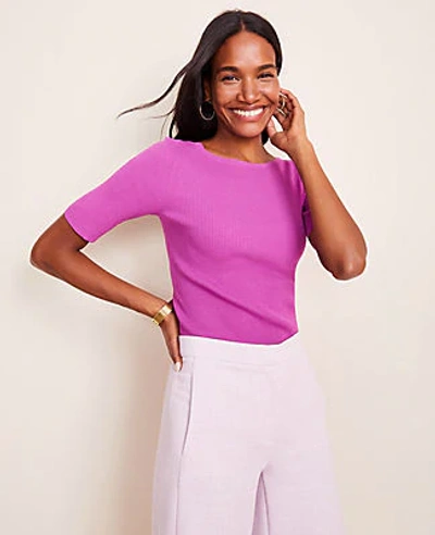 Shop Ann Taylor Boatneck Perfect Pullover In Purple Verbena