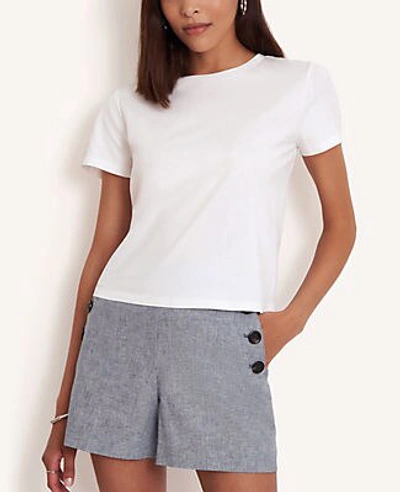 Shop Ann Taylor Cropped Pima Cotton Tee In White