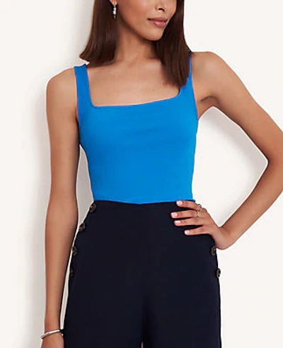 Shop Ann Taylor Square Neck Tank In Deep Cerulean