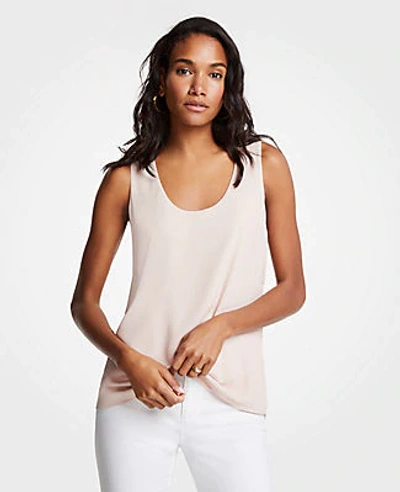 Ann Taylor Mixed Media Tank Top In Pink Dune