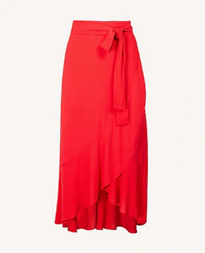 Shop Ann Taylor Flounce Wrap Maxi Skirt In Red Carnation