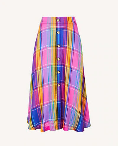 Shop Ann Taylor Madras Plaid Button Maxi Skirt In Night Sky