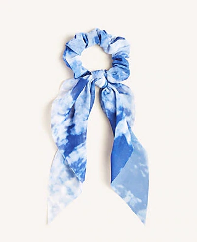 Shop Ann Taylor Tie Dye Bow Scrunchie In Blue Multi