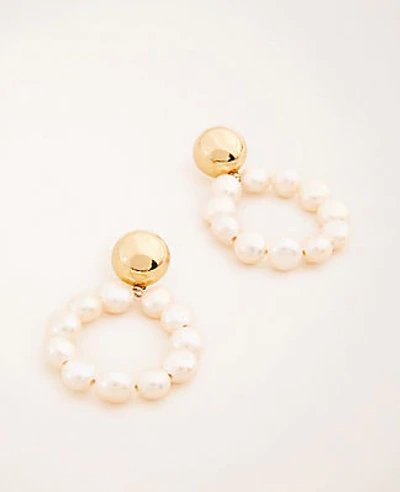 Shop Ann Taylor Pearlized Circle Drop Earrings In Gold