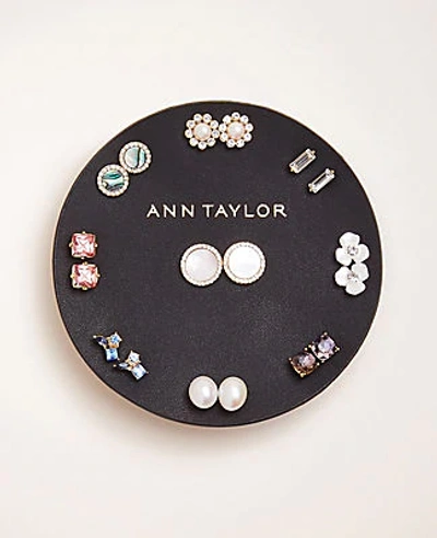 Shop Ann Taylor Pearlized Stud Earring Set In Ivory