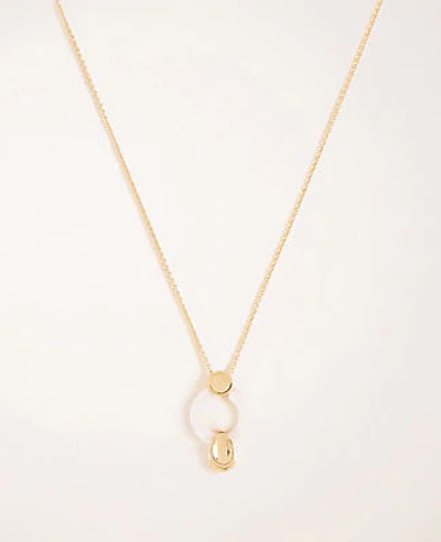 Shop Ann Taylor Tortoiseshell Print Nugget Pendant Necklace In Winter White