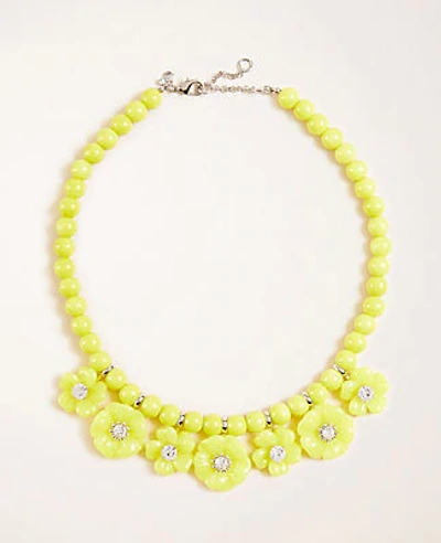 Shop Ann Taylor Resin Flower Statement Necklace In Lime Gold