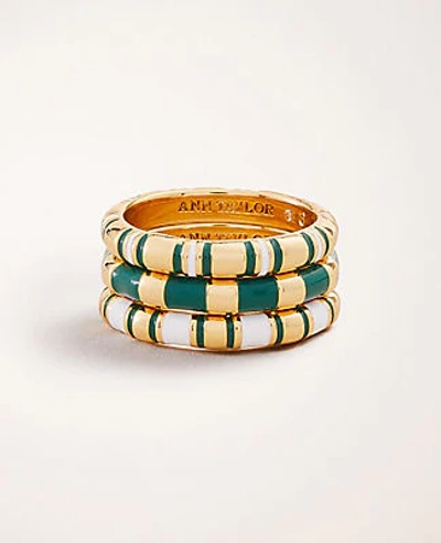 Shop Ann Taylor Striped Enamel Stackable Ring Set In Gold