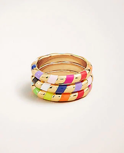 Shop Ann Taylor Rainbow Ring Set In Gold