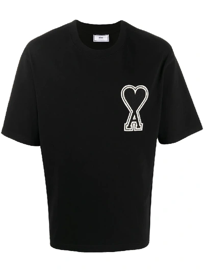 Shop Ami Alexandre Mattiussi Oversized Logo Patch T-shirt In Black
