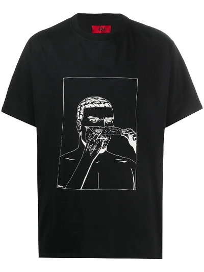 Shop 424 Crew-neck Cotton T-shirt In Black