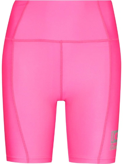 Shop Danielle Guizio Logo-print Cycling Shorts In Pink