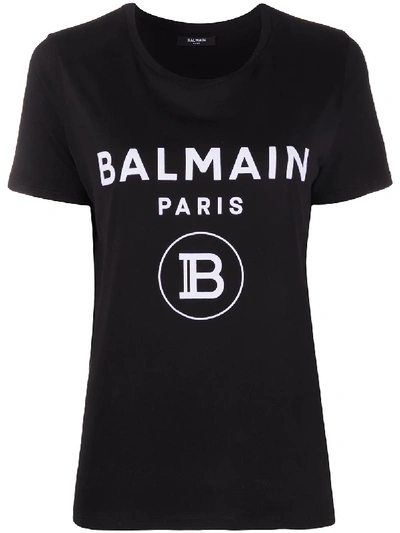 Shop Balmain Logo-print Relaxed-fit T-shirt In Black