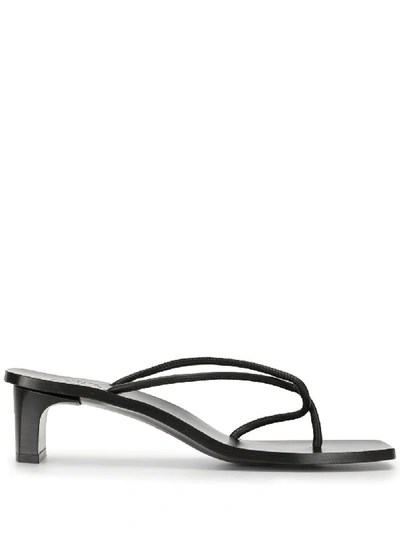 Shop Atp Atelier Open-toe Mule Sandals In Black