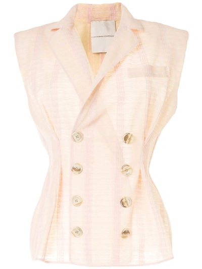 Shop Marco De Vincenzo Double-breasted Sleeveless Blazer In Pink