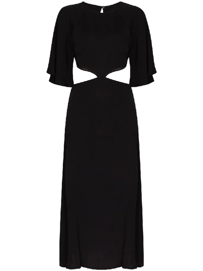 Shop Reformation Benny Cut-out Midi Dress In Black
