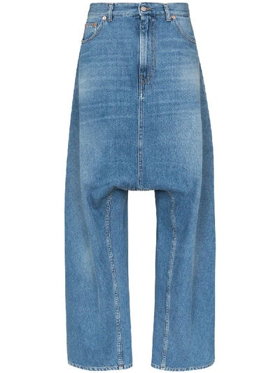Shop Mm6 Maison Margiela Dropped-crotch Wide-leg Jeans In Blue