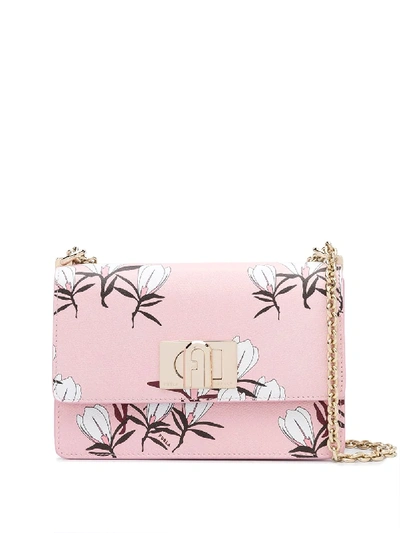 Shop Furla Floral Print Shoulder Bag In Pink
