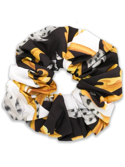 Shop Versace Barocco Mix-print Hair Scrunchie In White