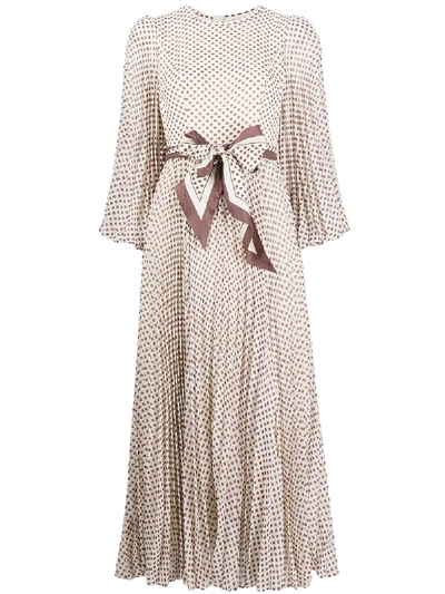 Shop Zimmermann Sunray Polka-dot Long-sleeve Dress In Neutrals