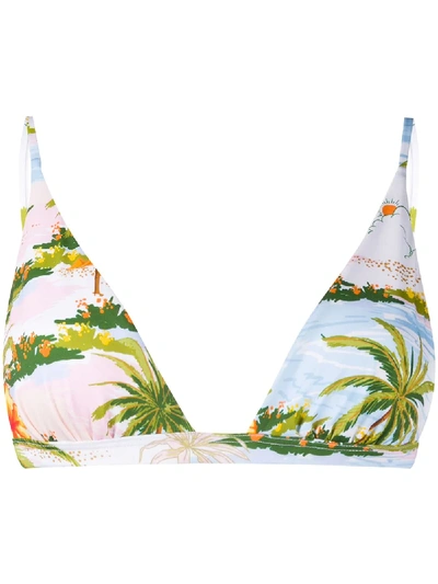 Shop Mc2 Saint Barth Tropical Print Bikini Top In Pink