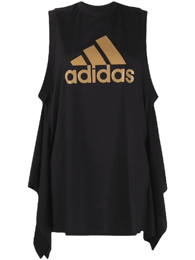 Shop Adidas Originals Sleeveless Draped Vest Top In Black