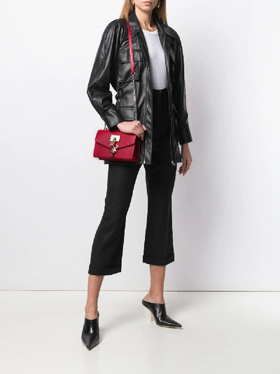 Shop Dkny Elissa Crossbody Leather Bag In Red