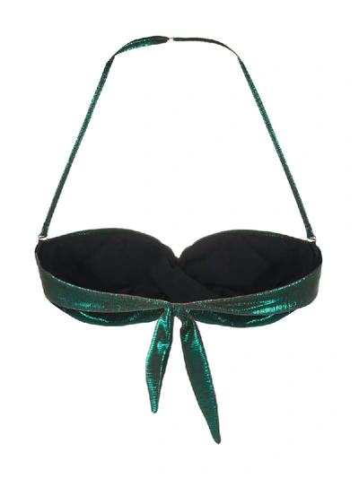 Shop Mc2 Saint Barth Toare Metallized Bikini Top In Green