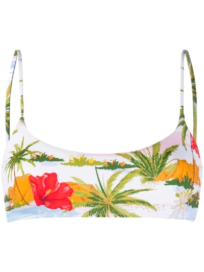 Shop Mc2 Saint Barth Judy Beach-print Bikini Top In Yellow