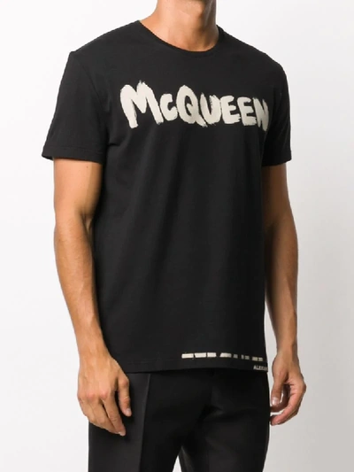 Shop Alexander Mcqueen Logo Print T-shirt In Black