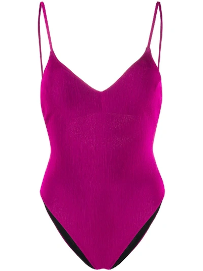 Shop Mc2 Saint Barth Candice V-neck Swimsuit In Purple
