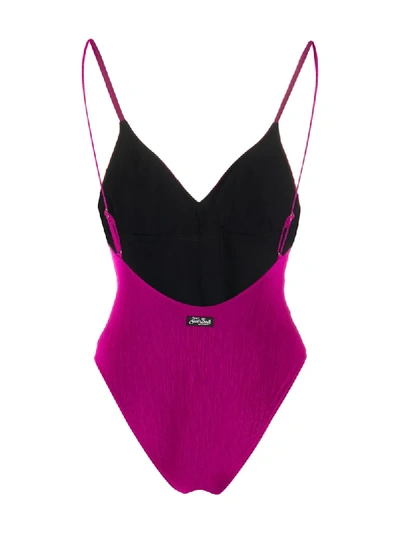 Shop Mc2 Saint Barth Candice V-neck Swimsuit In Purple