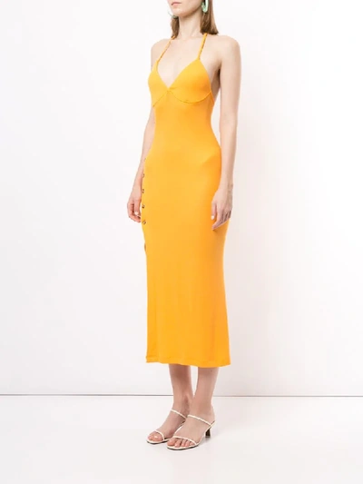 Shop Alix Nyc Ribbed Fitted Dress In Yellow