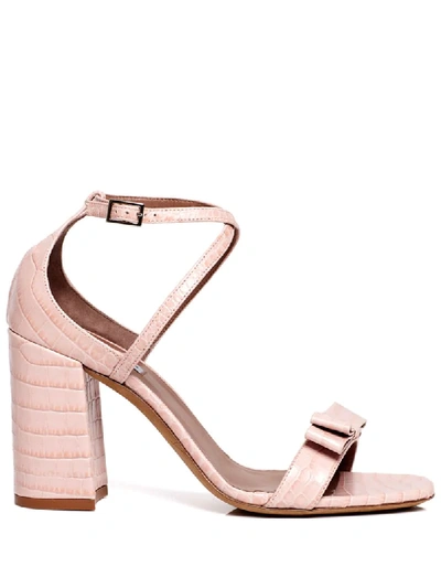 Shop Tabitha Simmons Hudson Croc-effect Block Heel Sandals In Pink