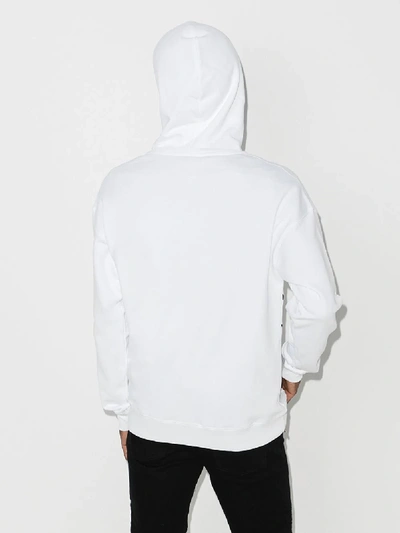 Shop Moschino Zip-up Text Print Hoodie In White