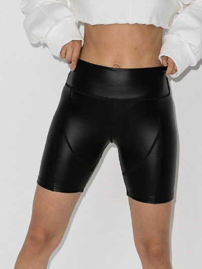 Shop Danielle Guizio Black Faux Leather Cycling Shorts