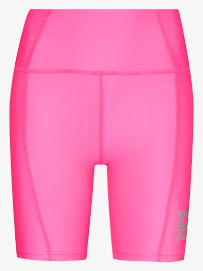 Shop Danielle Guizio Logo Print Cycling Shorts In Pink