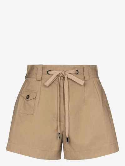 Shop Dolce & Gabbana High Waist Cotton Shorts In Brown