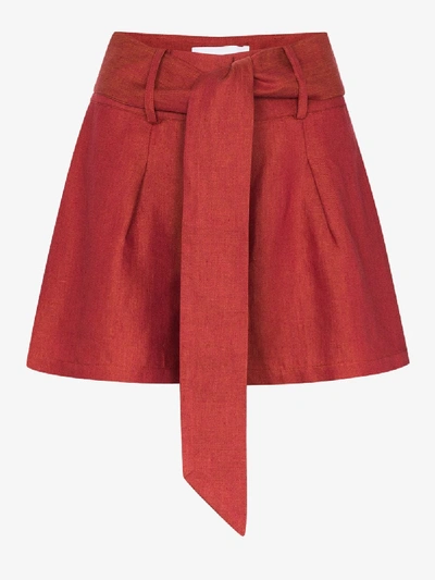 Shop Bondi Born Red Fancy Linen Shorts