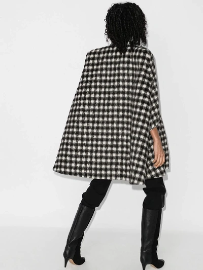 Shop Balmain Buttoned Gingham Cape In Black