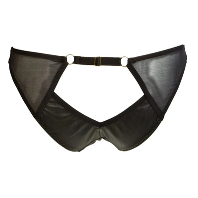 Something Wicked Women's Black Ava Leather & Suede Cut Out Peep Brief In Peep