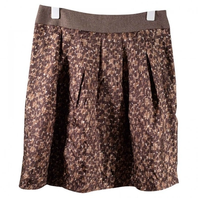 Pre-owned Tara Jarmon Brown Silk Skirt