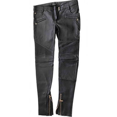 Pre-owned Balmain Black Leather Trousers
