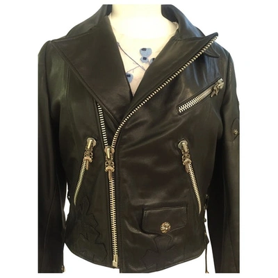 Pre-owned Chrome Hearts Black Leather Leather Jacket