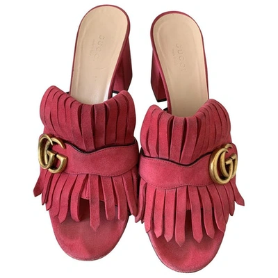 Pre-owned Gucci Pink Suede Mules & Clogs