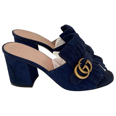 Pre-owned Gucci Mules & Clogs In Navy