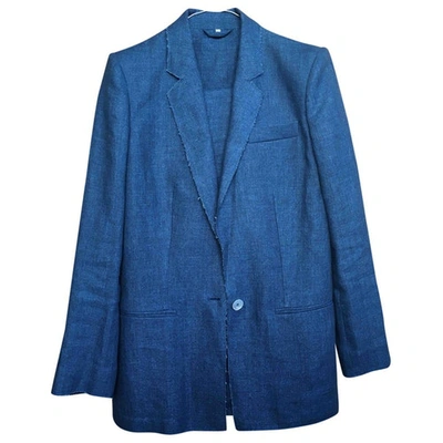 Pre-owned Hogan Linen Suit Jacket In Blue